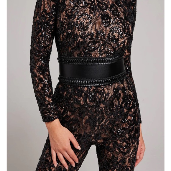 Nadine Merabi Bella Black Sequin Jumpsuit Small - Picture 3 of 13